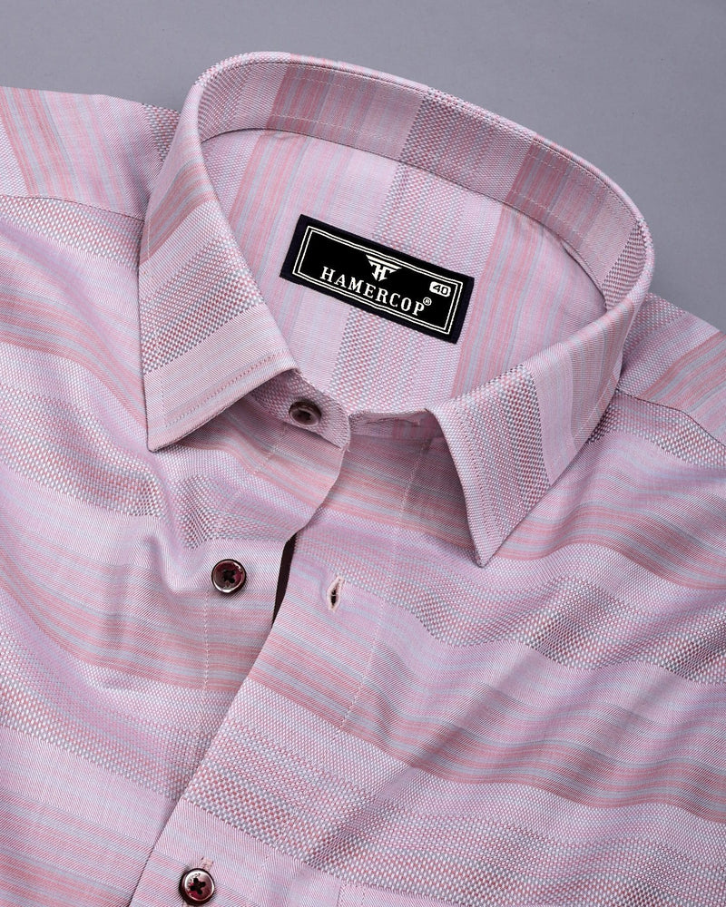 Unicorn Pink Weft Stripe Premium Dobby Cotton Shirt
