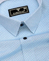 Tromso Blue With White Printed Cotton Formal Shirt