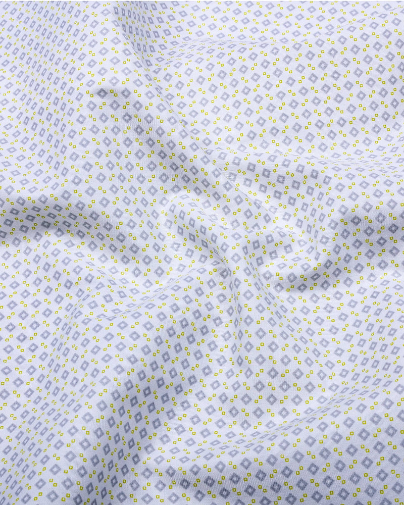 Marmic Gray With White Printed Formal Cotton Shirt