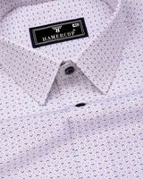 Stivor White With Blue Printed Formal Cotton Shirt