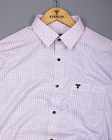 Stivor White With Blue Printed Formal Cotton Shirt