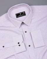 Stivor White With Blue Printed Formal Cotton Shirt