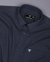 Stivor Blue With White Printed Formal Cotton Shirt