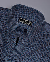 Stivor Blue With White Printed Formal Cotton Shirt