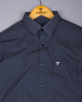 Stivor Blue With White Printed Formal Cotton Shirt