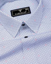 Tongren Blue With White Printed Cotton Shirt