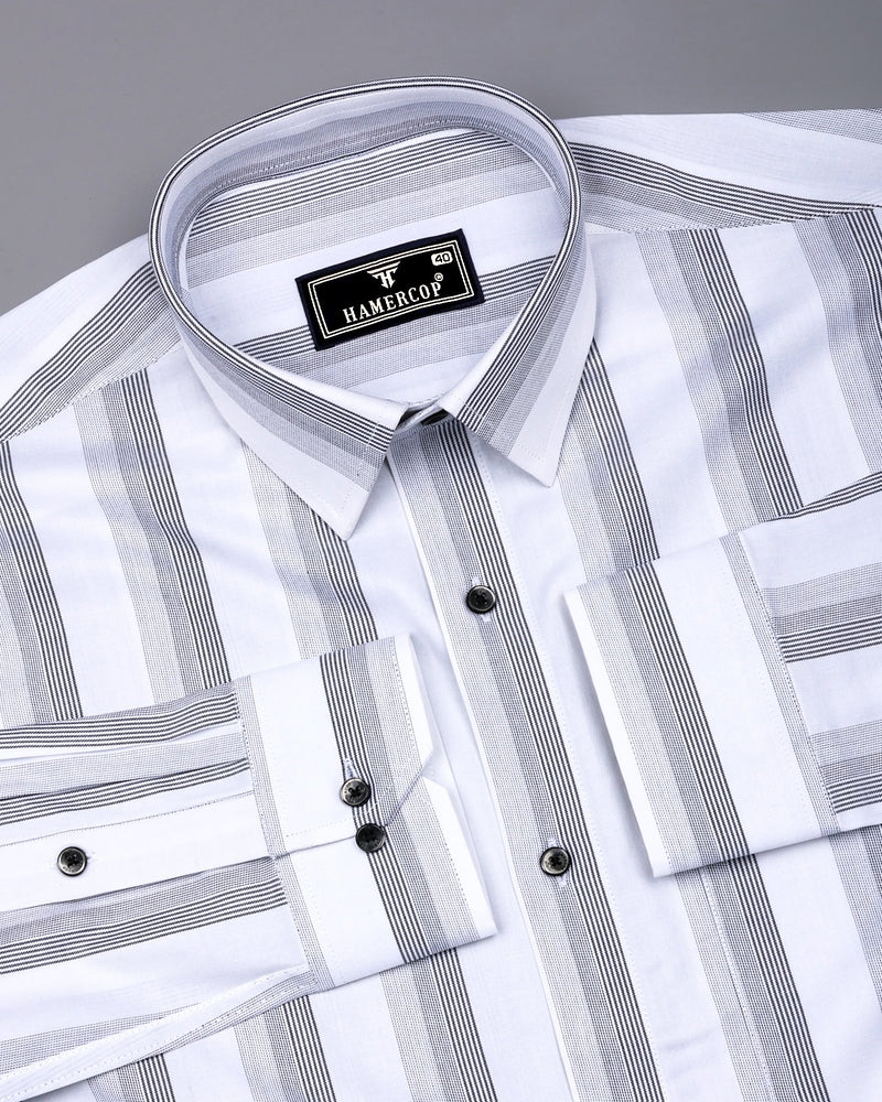 Catalina White With Black Twill Stripe Premium Giza Shirt
