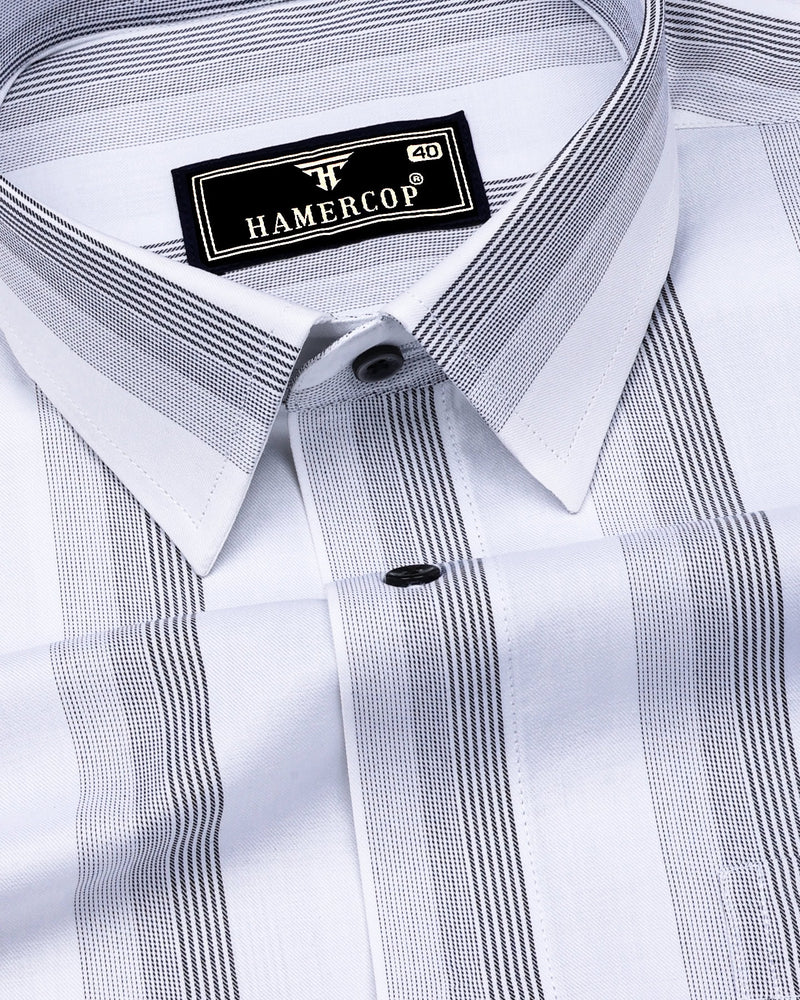 Catalina White With Black Twill Stripe Premium Giza Shirt