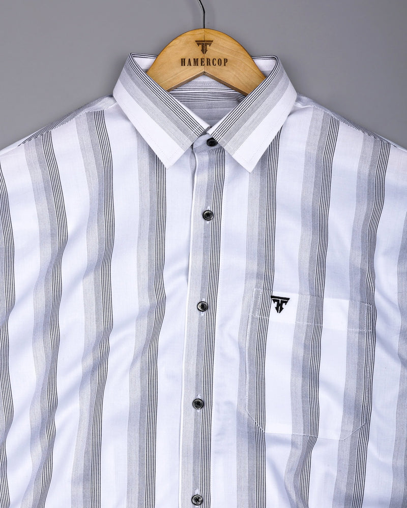 Catalina White With Black Twill Stripe Premium Giza Shirt