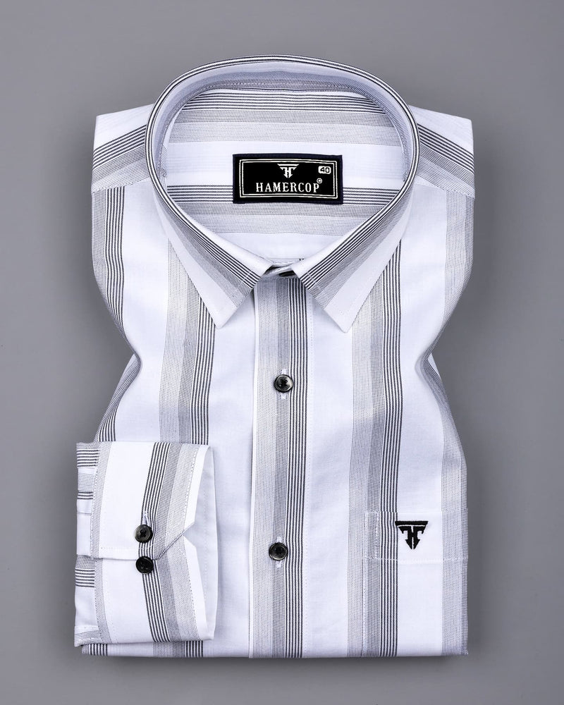 Catalina White With Black Twill Stripe Premium Giza Shirt