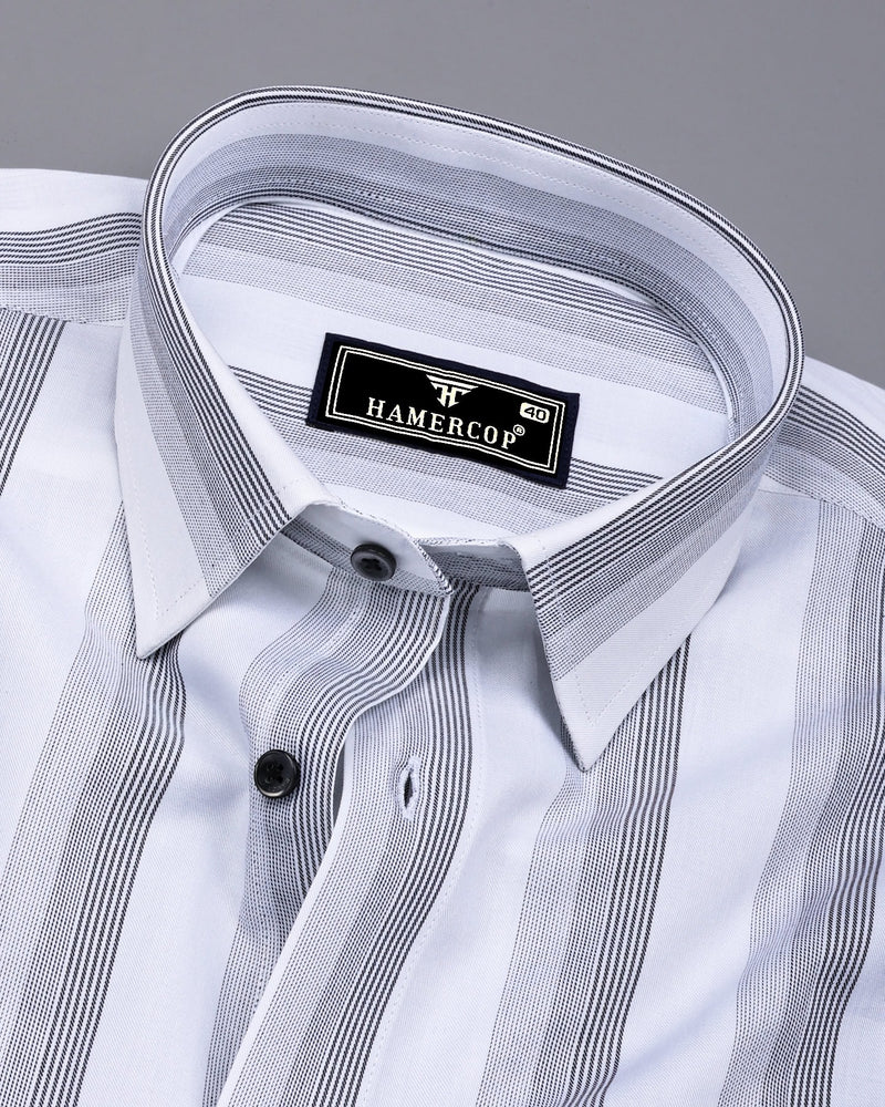 Catalina White With Black Twill Stripe Premium Giza Shirt