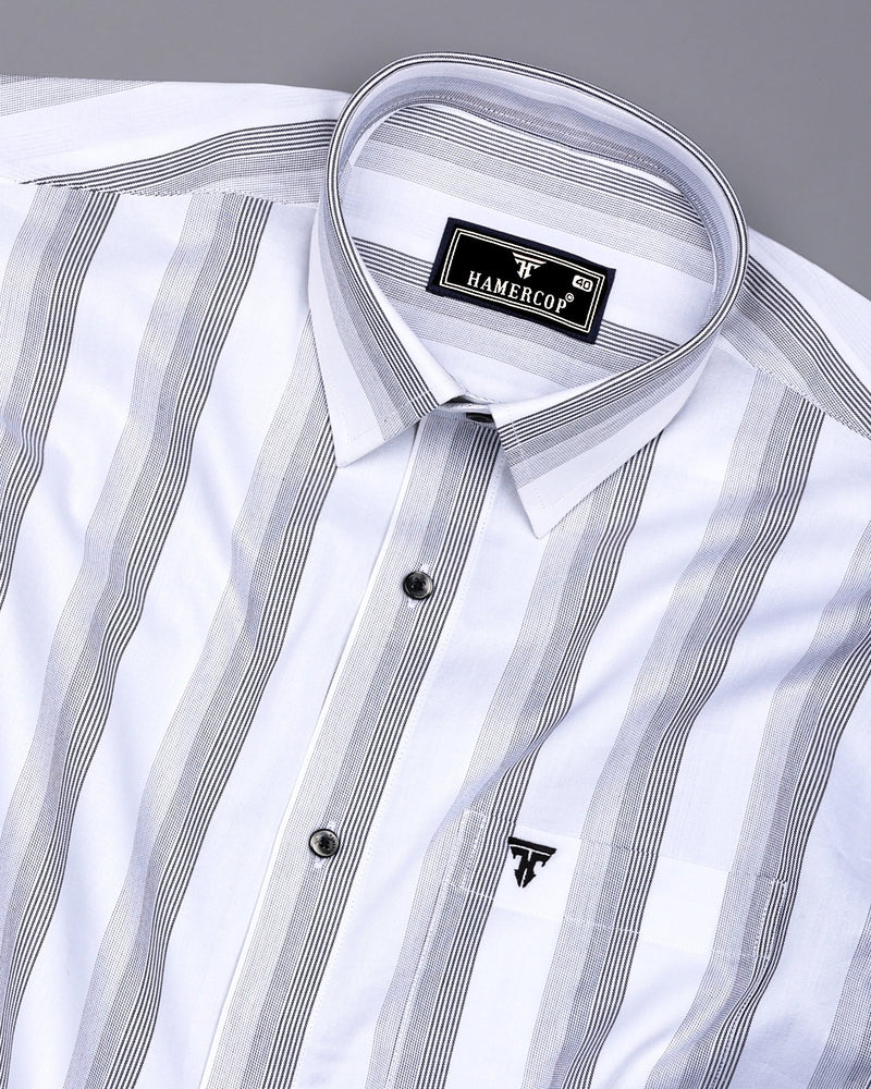 Catalina White With Black Twill Stripe Premium Giza Shirt