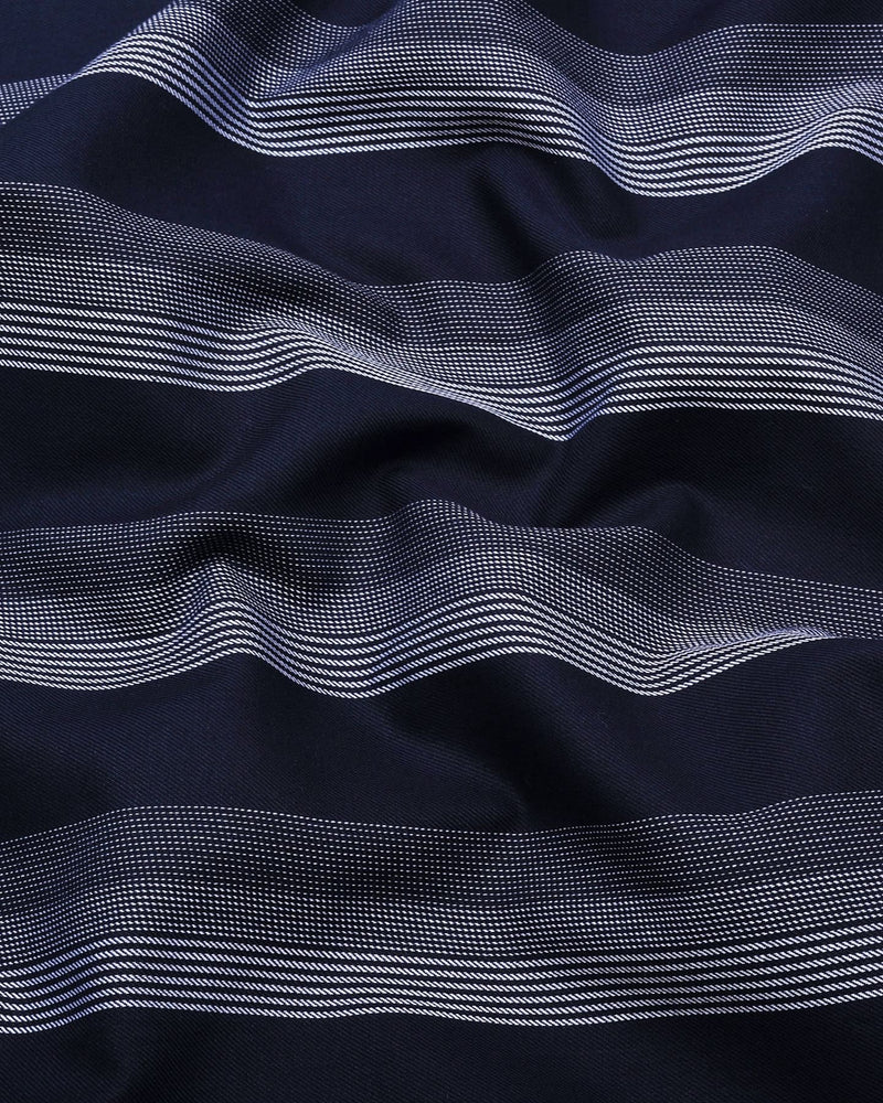 Catalina Blue With White Twill Stripe Premium Giza Shirt