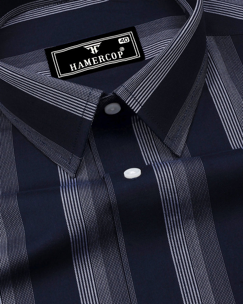 Catalina Blue With White Twill Stripe Premium Giza Shirt