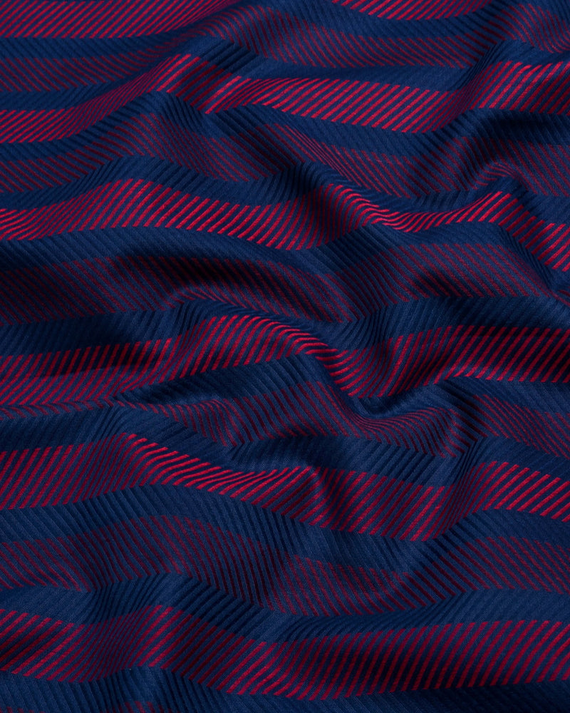 Turbo Blue With Red Stripe Premium Giza Shirt