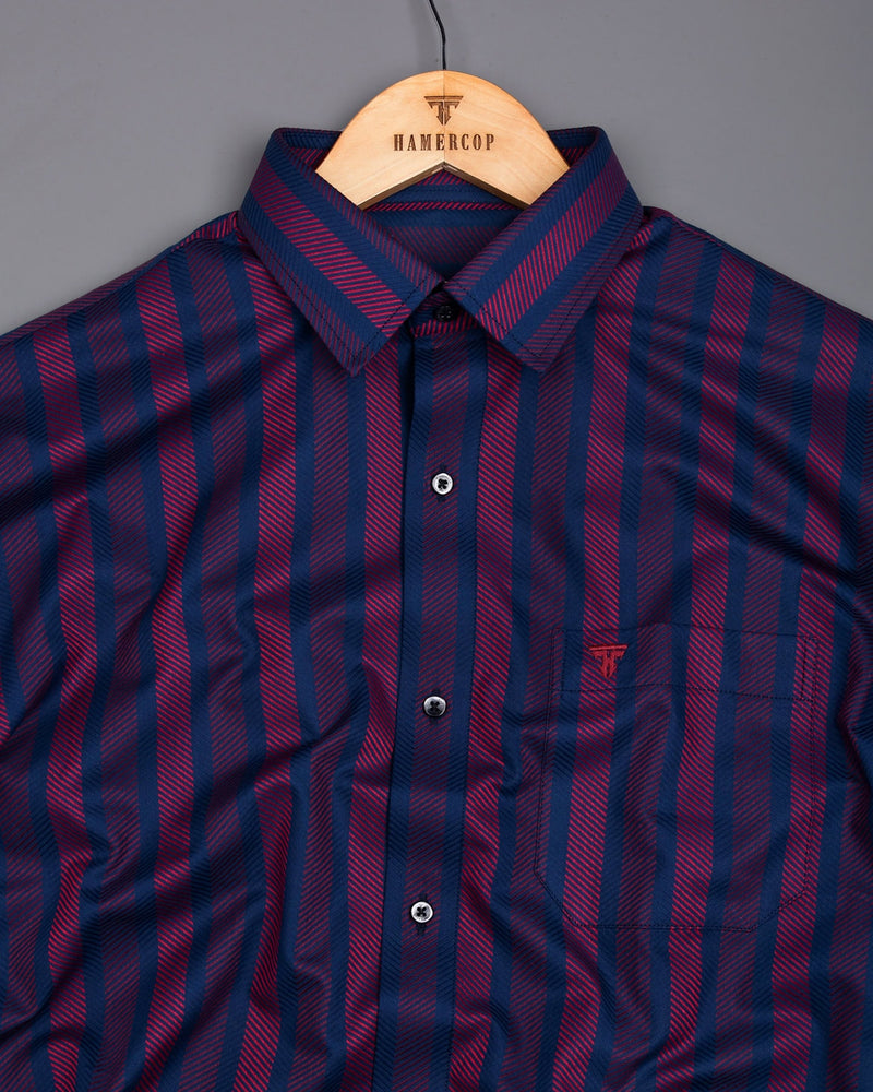 Turbo Blue With Red Stripe Premium Giza Shirt