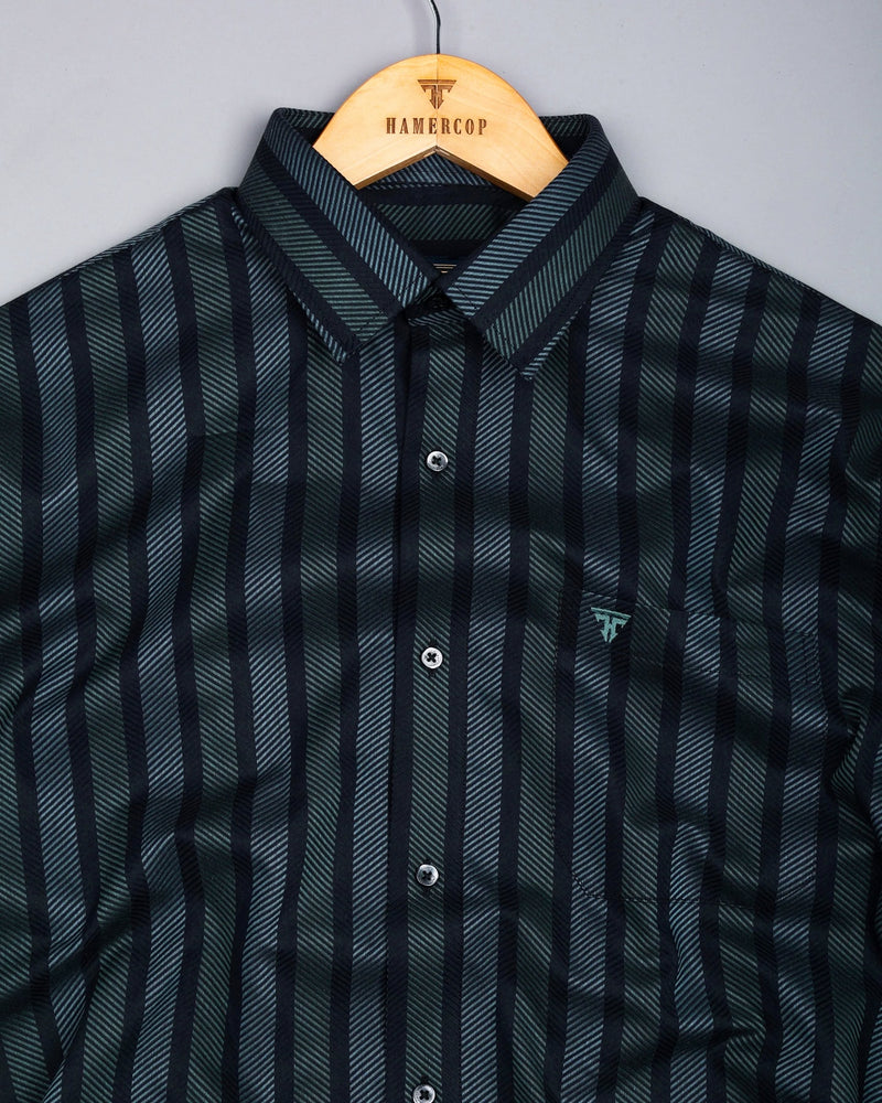 Turbo Black With Gray Stripe Premium Giza Shirt