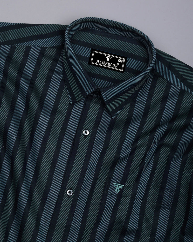 Turbo Black With Gray Stripe Premium Giza Shirt