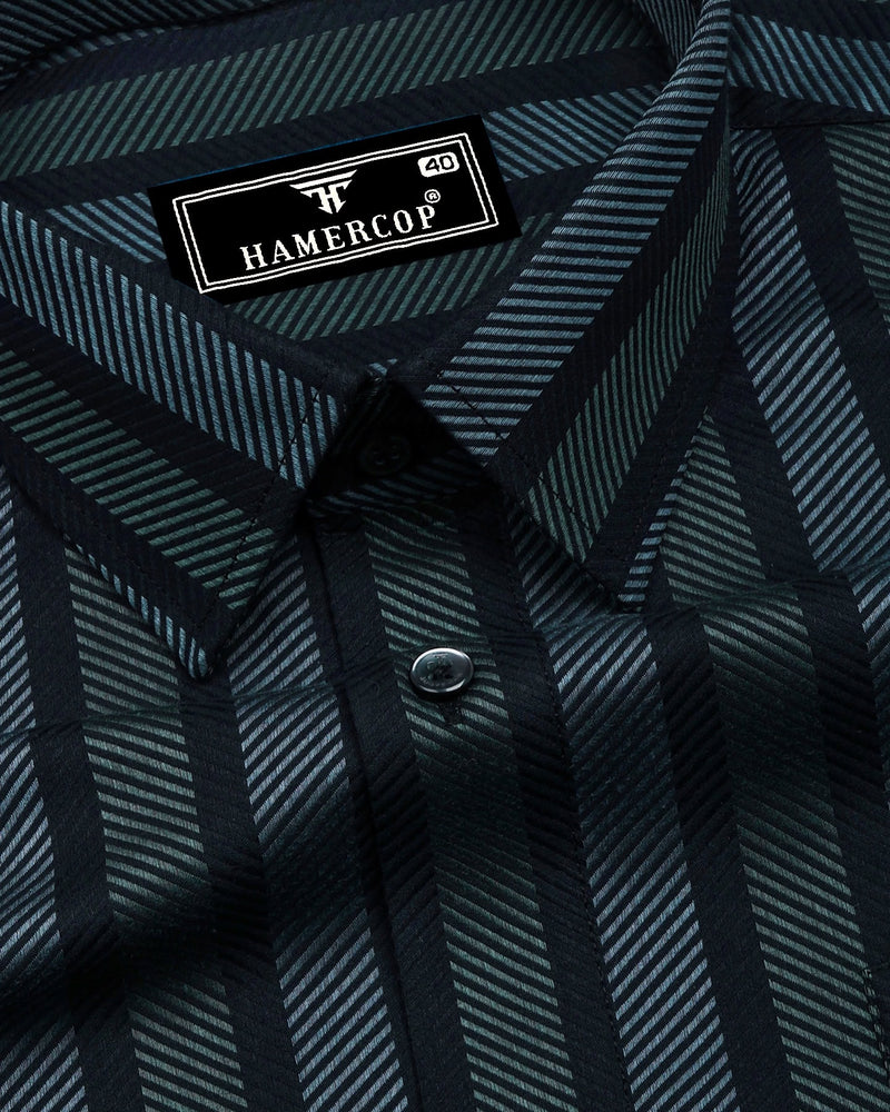Turbo Black With Gray Stripe Premium Giza Shirt
