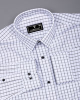Quba White With Black Waffle Dobby Check Shirt