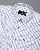 Quba White With Black Waffle Dobby Check Shirt