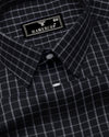 Quba Black With White Waffle Dobby Check Shirt