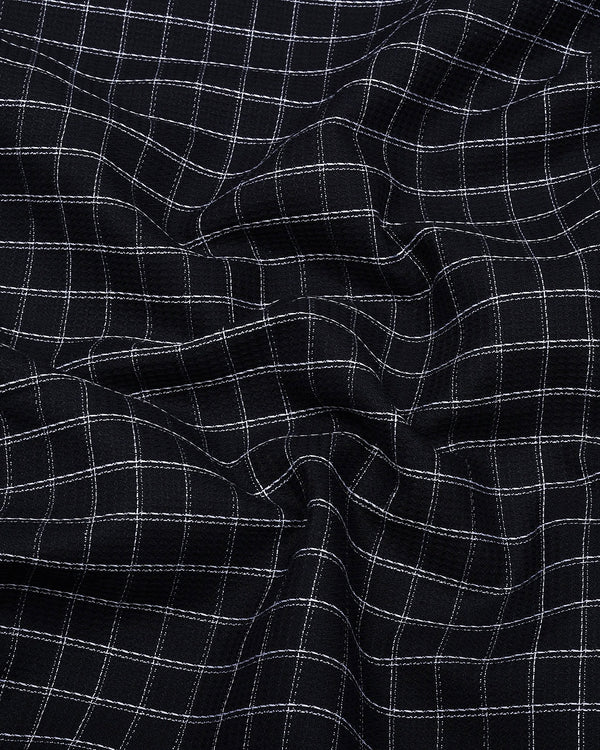 Quba Black With White Waffle Dobby Check Shirt