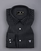 Quba Black With White Waffle Dobby Check Shirt