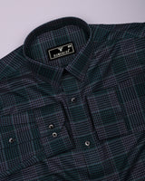 Menston Teal Green With Gray Houndstooth Check Giza Shirt