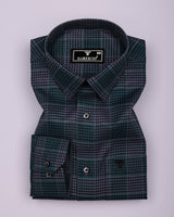 Menston Teal Green With Gray Houndstooth Check Giza Shirt