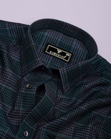 Menston Teal Green With Gray Houndstooth Check Giza Shirt