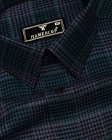 Menston Teal Green With Gray Houndstooth Check Giza Shirt