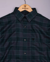 Menston Teal Green With Gray Houndstooth Check Giza Shirt