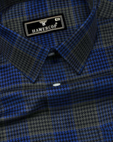 Menston Blue With Green Houndstooth Check Giza Shirt