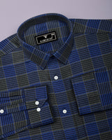 Menston Blue With Green Houndstooth Check Giza Shirt