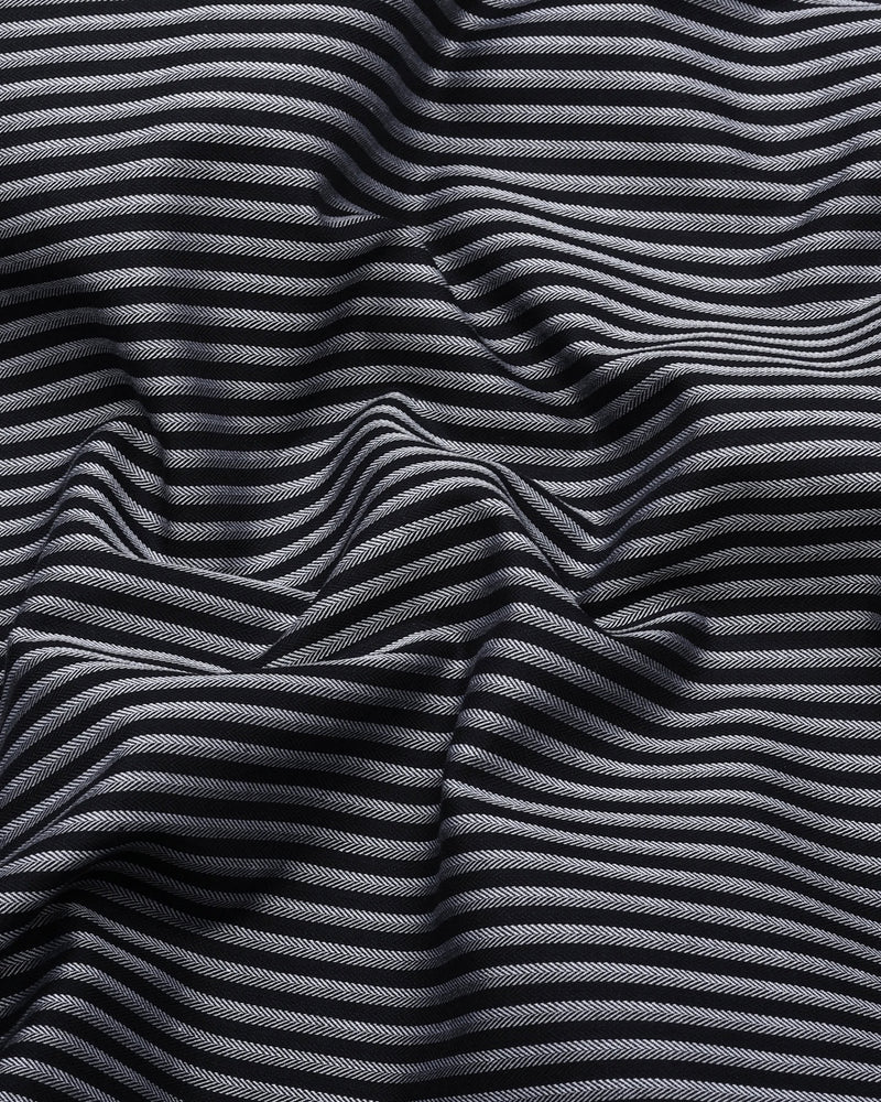 Tossida Black With White Stripe Premium Cotton Shirt