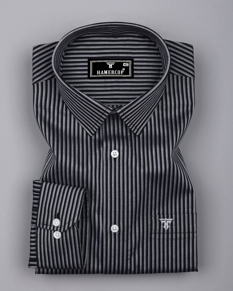 Tossida Black With White Stripe Premium Cotton Shirt