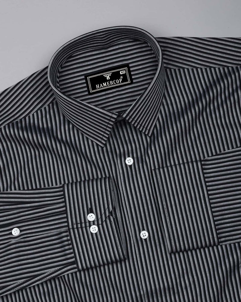 Tossida Black With White Stripe Premium Cotton Shirt