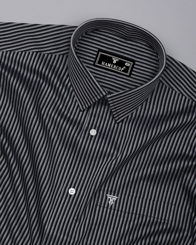 Tossida Black With White Stripe Premium Cotton Shirt
