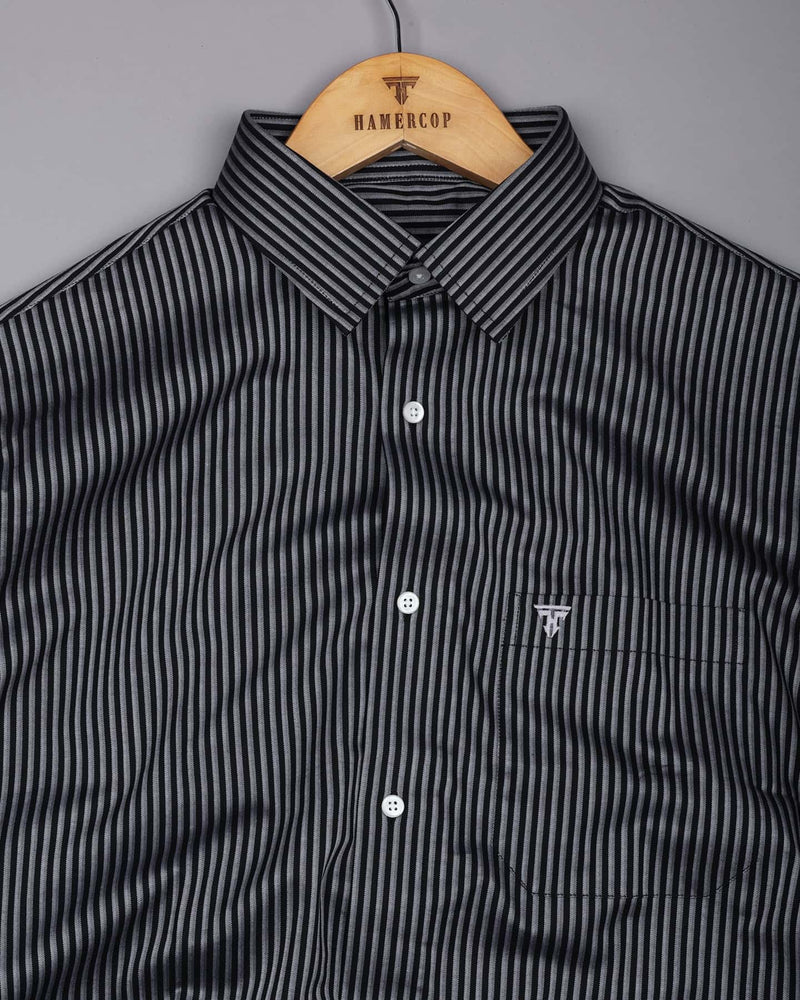 Tossida Black With White Stripe Premium Cotton Shirt