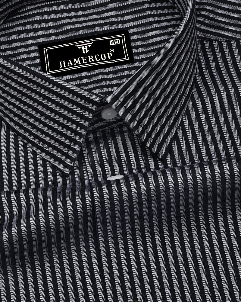 Tossida Black With White Stripe Premium Cotton Shirt