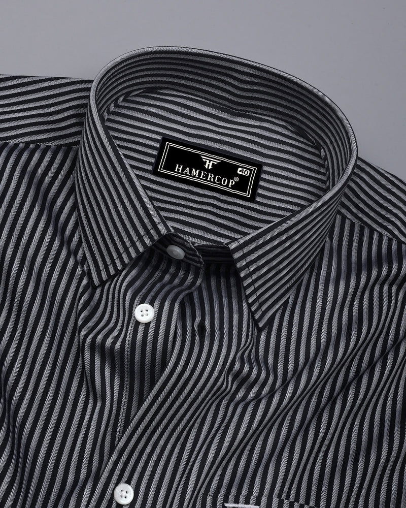 Tossida Black With White Stripe Premium Cotton Shirt