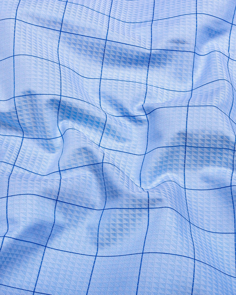 Wular Blue Dobby Check Premium Giza Shirt