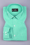 Green with white pin check cotton shirt