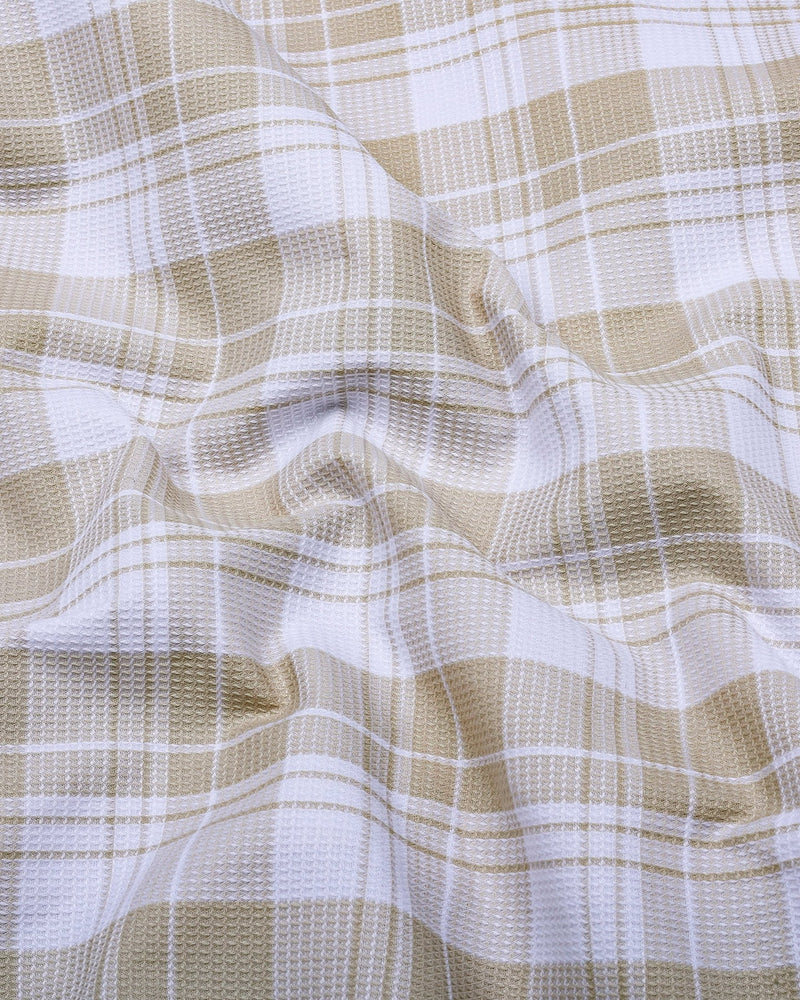 Fosses Cream With White Waffle Dobby Check Shirt