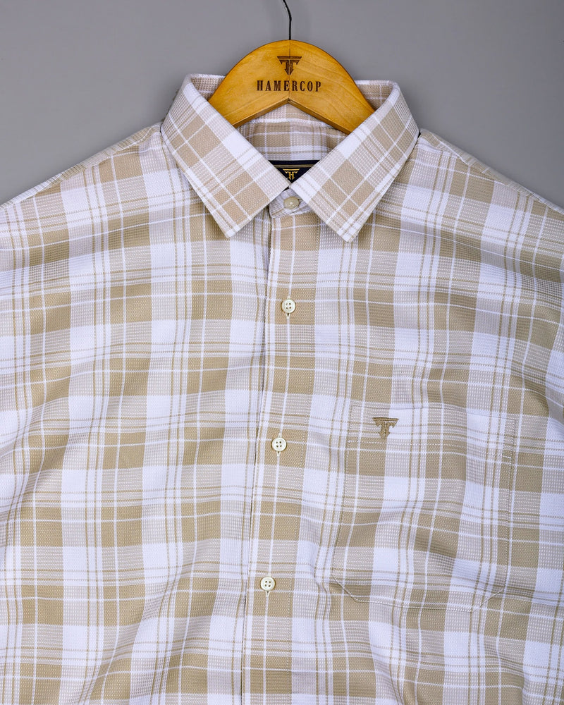 Fosses Cream With White Waffle Dobby Check Shirt