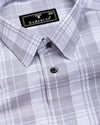 Fosses Gray With White Waffle Dobby Check Shirt