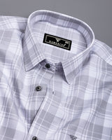Fosses Gray With White Waffle Dobby Check Shirt