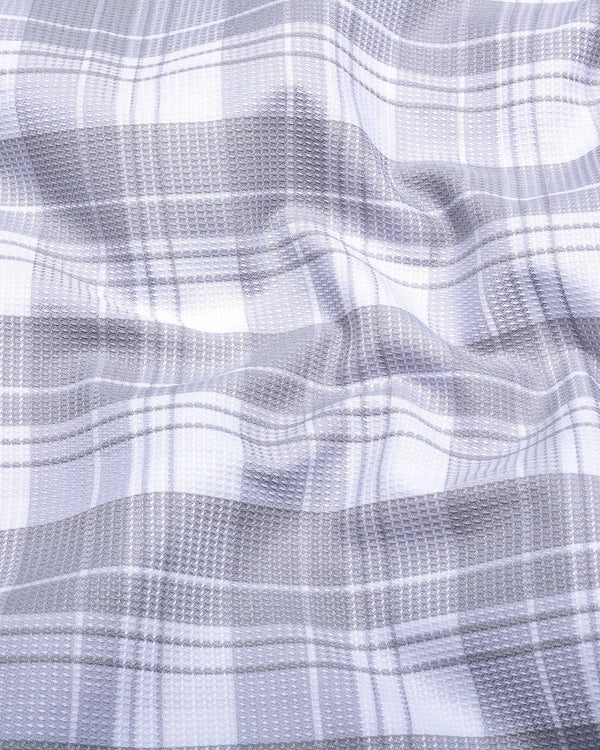 Fosses Gray With White Waffle Dobby Check Shirt