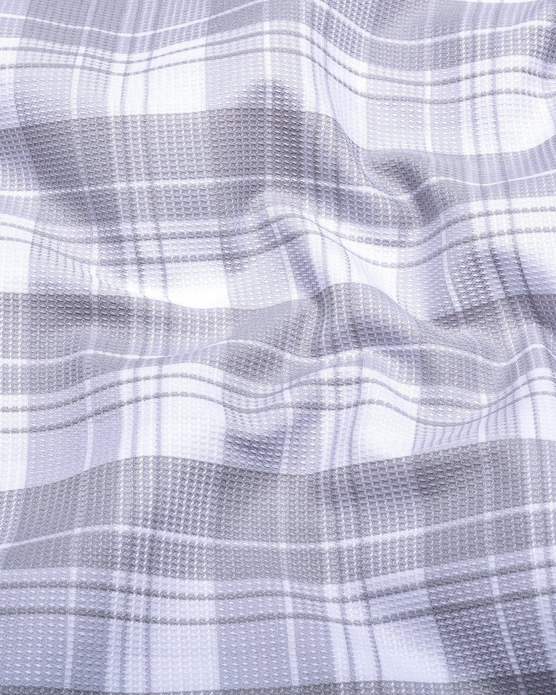 Fosses Gray With White Waffle Dobby Check Shirt